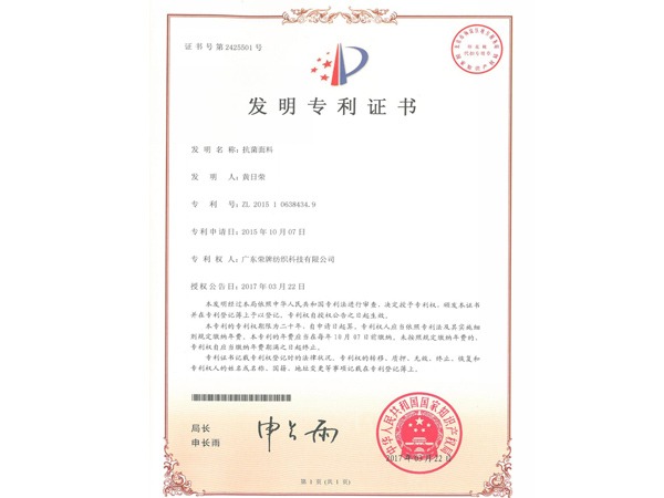 世界杯官方入口2017年获顺德政府颁发“发明专利证书”